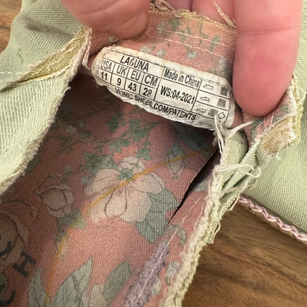 Vionic Beach Laguna Slip On Espadrille Cotton Canvas Loafer Light Green‎ Shoe 11